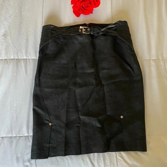 Roberto Cavalli linen leather coated mini skirt - Picture 1 of 11
